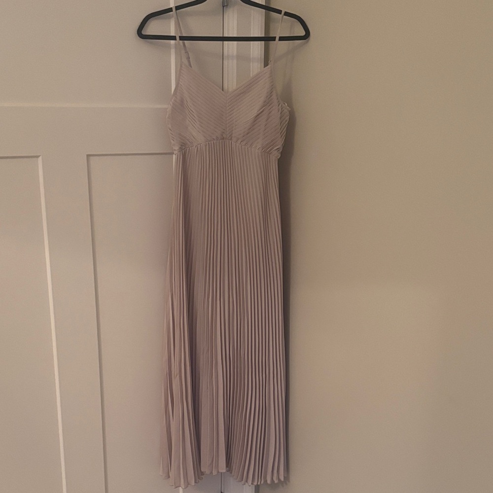 Brand New Elegant Beige Pleated Dress